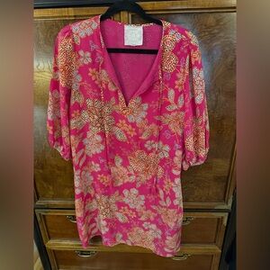 Johnny Was Pink Silk Dress